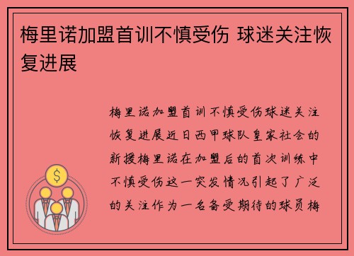 梅里诺加盟首训不慎受伤 球迷关注恢复进展 梅里诺加盟首训不慎受伤 球迷关注恢复进展